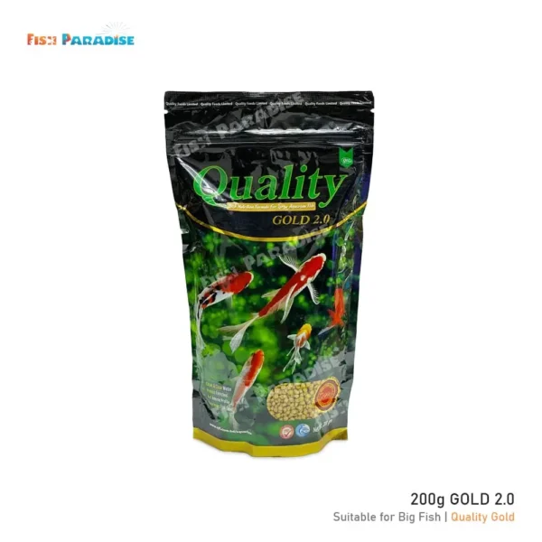 Quality Gold 2.0 Fish Food 200gm (2.0 for Big Fish) Aquarium Fish Food.